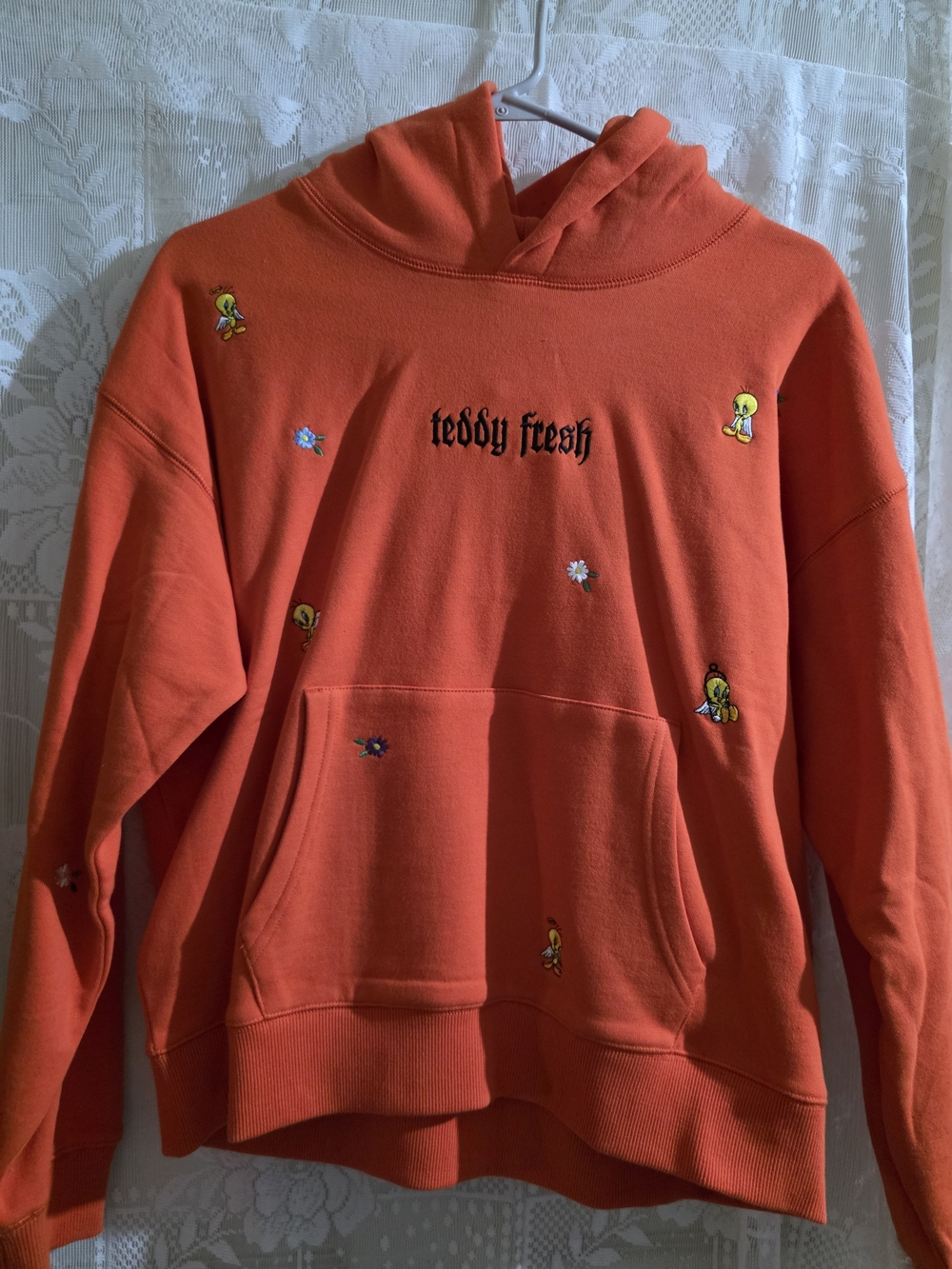 Teddy Fresh Orange Tweety Embroidered Hoodie